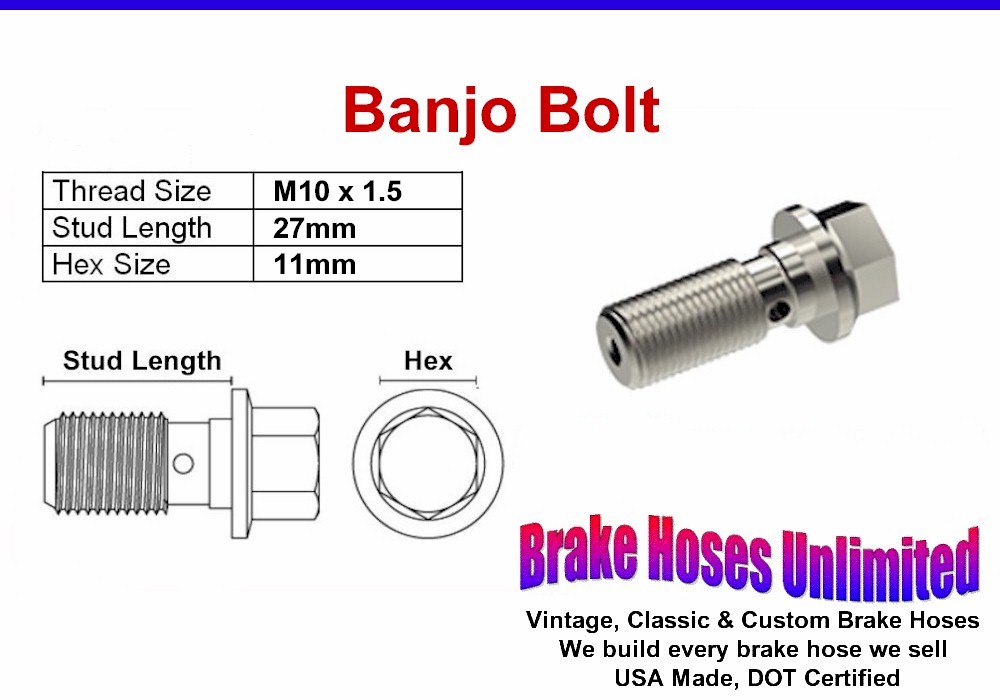 Mustang SN95 Banjo Caliper Bolt 79-2004 New Replacement M10-1.5 MM /& Washers